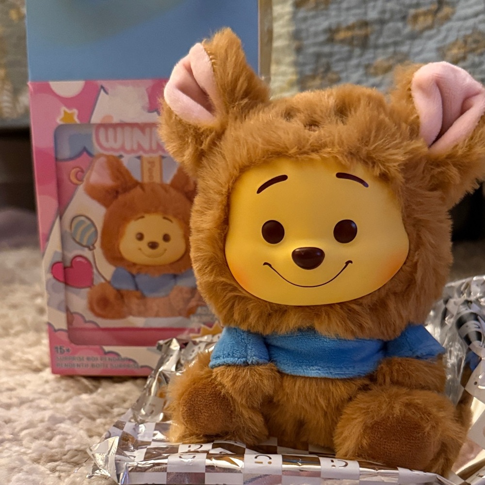 Disney Winnie by Miniso! This is Roo! He is a plush keychain. 🫠